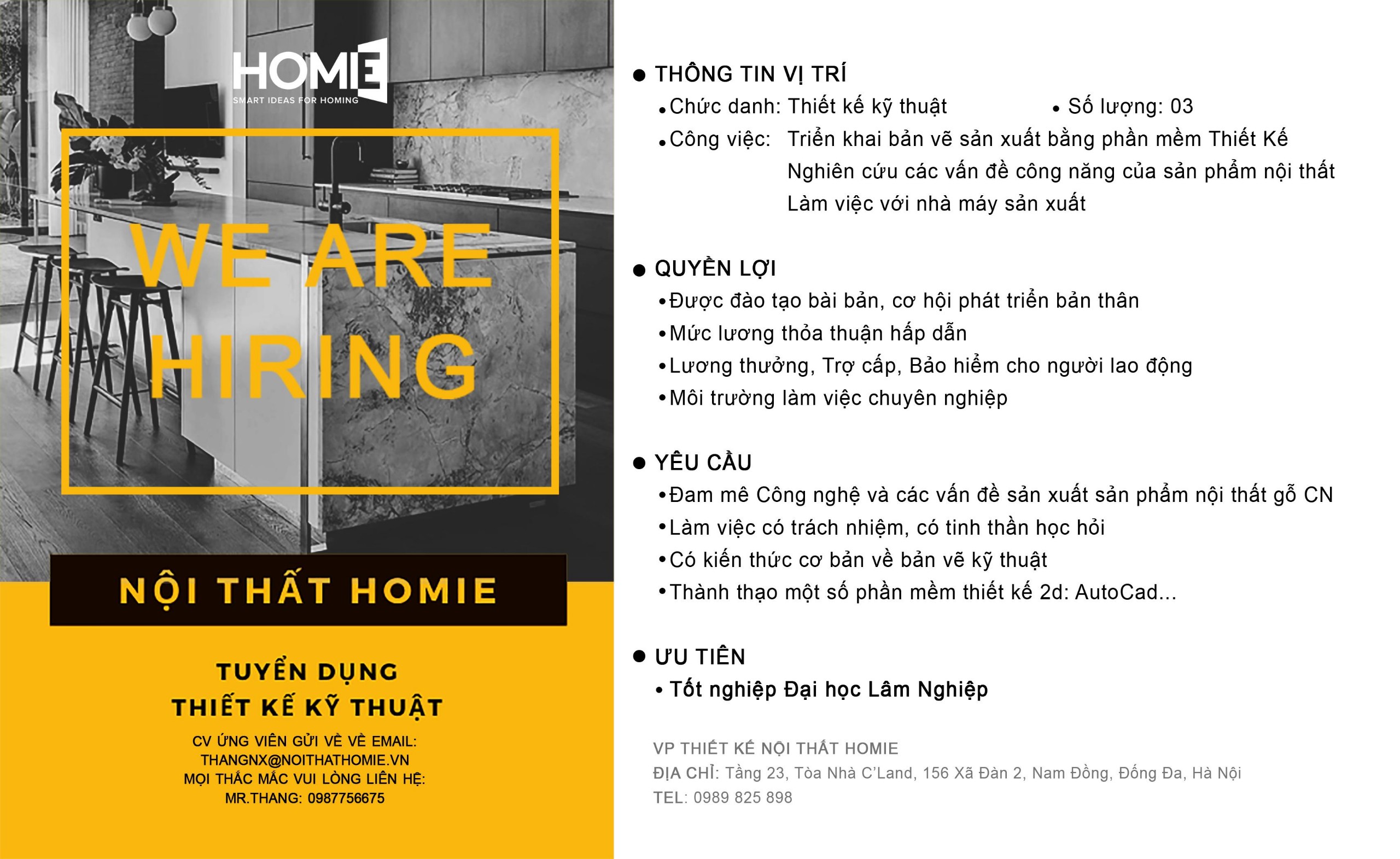 Công ty nội thất HOMIE: Với hơn 10 năm kinh nghiệm, công ty nội thất HOMIE là đơn vị hàng đầu trong lĩnh vực thiết kế và sản xuất nội thất tại Việt Nam. Chúng tôi cam kết mang lại cho khách hàng những sản phẩm đẹp và chất lượng nhất, đồng thời cung cấp dịch vụ hậu mãi tốt nhất để đảm bảo sự hài lòng cao nhất.